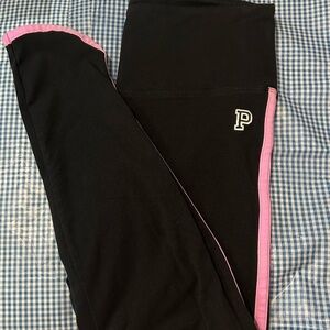 PINK Victoria's Secret Black Leggings with Pink Trim High waisted.